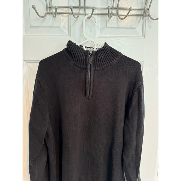 L.L. Bean Mens Double Black 1/4 zip mock neck Sweater, XL; 100% Cotton - Picture 3 of 11